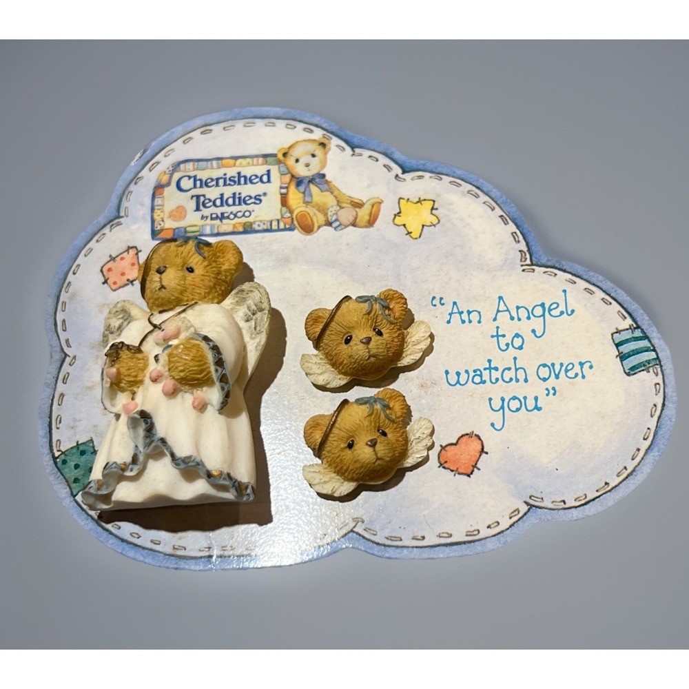 Cherished Teddies Enesco Guardian Angel Brooch/Pin‎ & Earrings Teddy Bear New